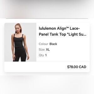 Lululemon Athletica Black Camisole Top